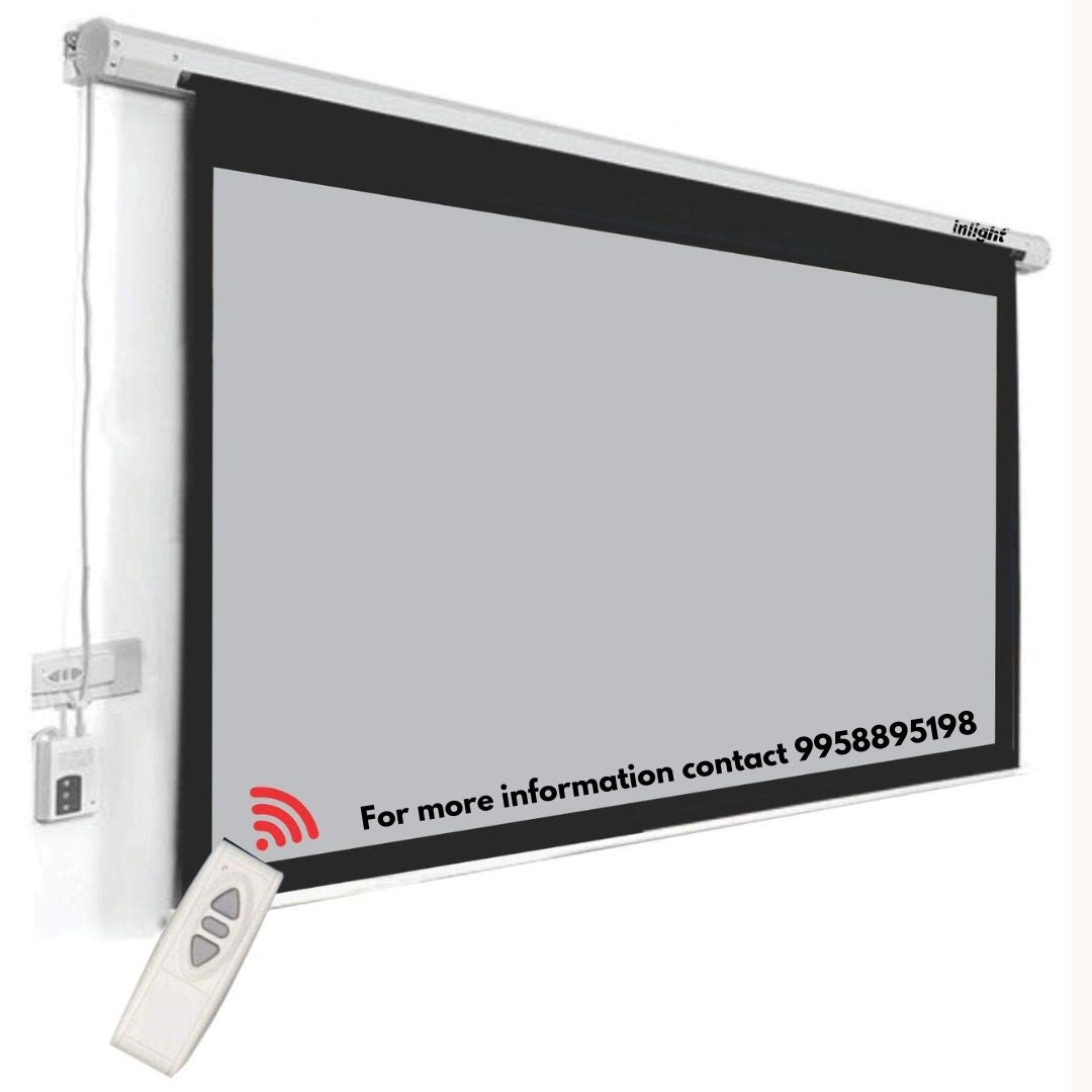 Inlight 3D Grey Motorised Projector Screen (16:9 Format)  - Supports Full HD 1080P 3D and 4K Ready Technology.